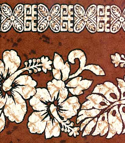 Floral Tapa Brown fabric